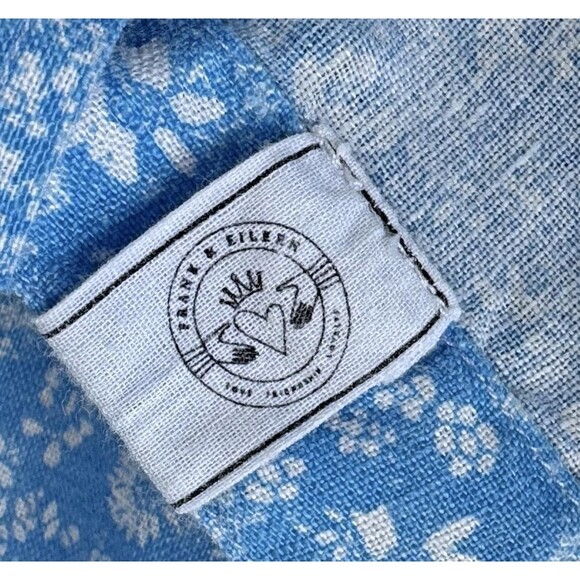 Frank and Eileen Linen Button Up Shirt Womens Small Blue Floral Long Sleeve - Picture 15 of 16